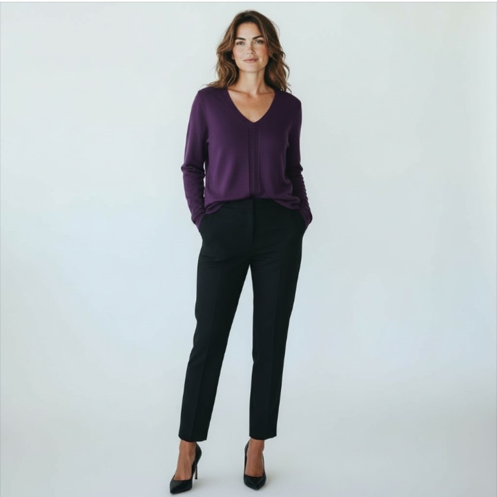 Talbots Purple V-Neck Chevron Sweater Size Medium